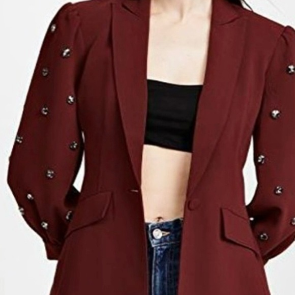 Cinq a Sept Amie Bejeweled 3/4" Puff Sleeve Tailored Fitted
Blazer Size 4 NEW - Picture 4 of 13